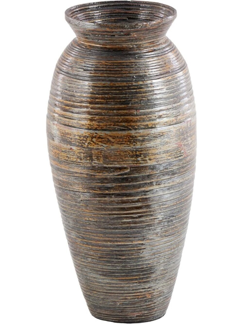 Stylish Bamboo Wood Vase - 10"x10"x20" Decorative Home Accent, Brown